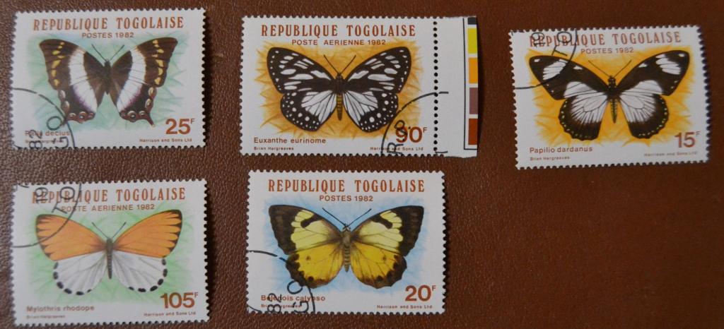 Того 1982 г. Насекомые Бабочки Mi1607-1611 СТО