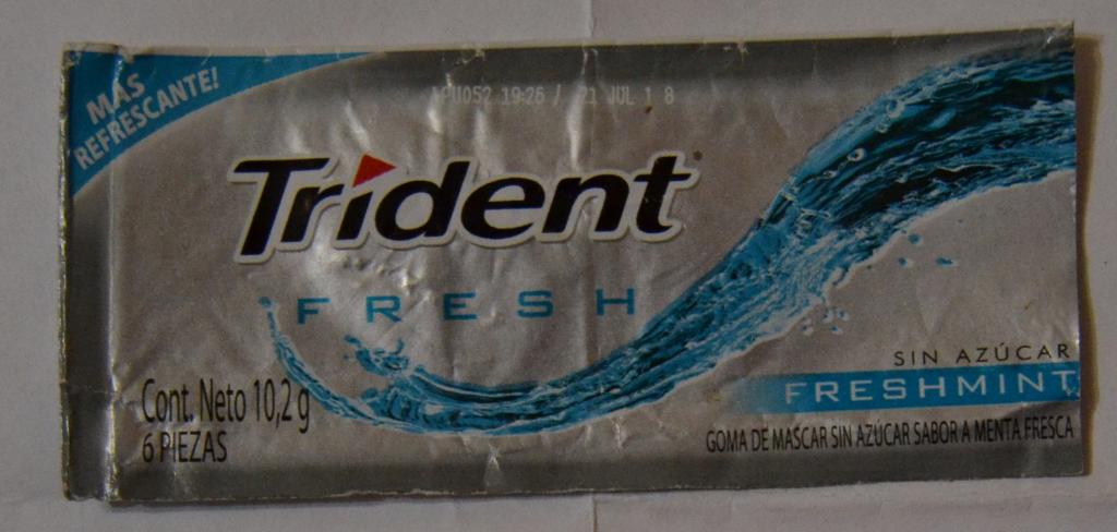 Этикетка жевательная резинка TRIDENT фреш - Перу большая