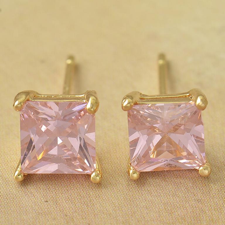 Новые позолоченные серьги с фианитами 5мм