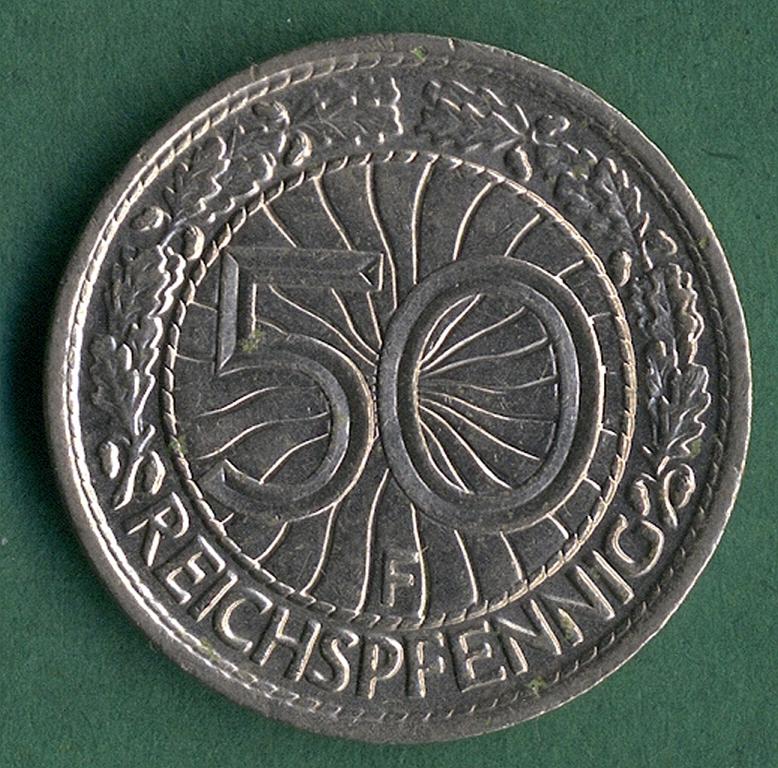 Германия 50 рейхспфеннигов (reichspfennig) 1931 г. F