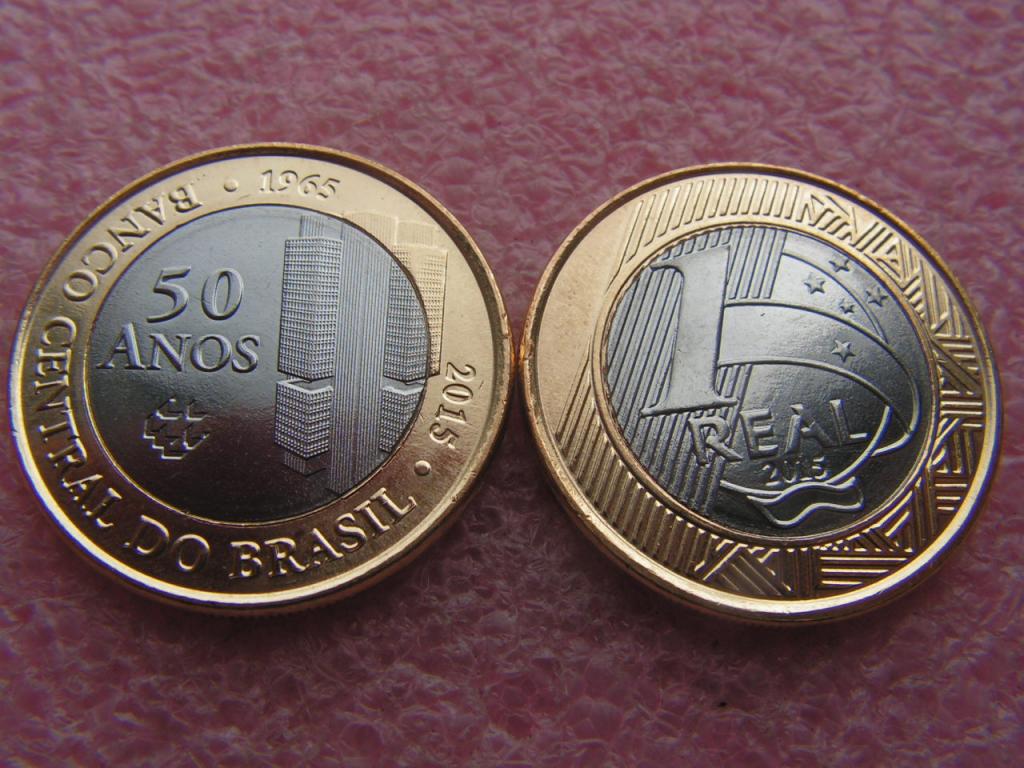 Бразилия 1 реал 2015 50 лет ЦБ unc