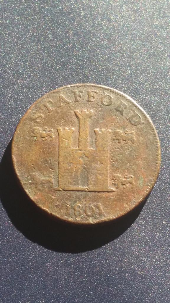 1 пенни, 1801 год, Великобритания - королевство Англия графство Стаффорд
