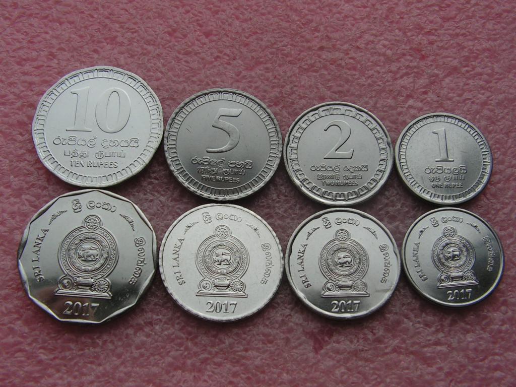 Шри-Ланка набор 1 2 5 10 рупий 2017 unc