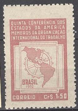 + Бразилия 1952 Michel 779 (CV 0,5 eur) MNH Карта Шестеренка