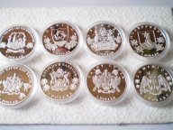 Восточные Карибы Антигуа, Доминика и т.д. 1 доллар 2014.PROOF,серебро,капсула.Подборка из 8-ми монет