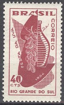 + Бразилия 1954 Michel 836 (CV 0,5 eur) MNH Флора Фрукты Виноград