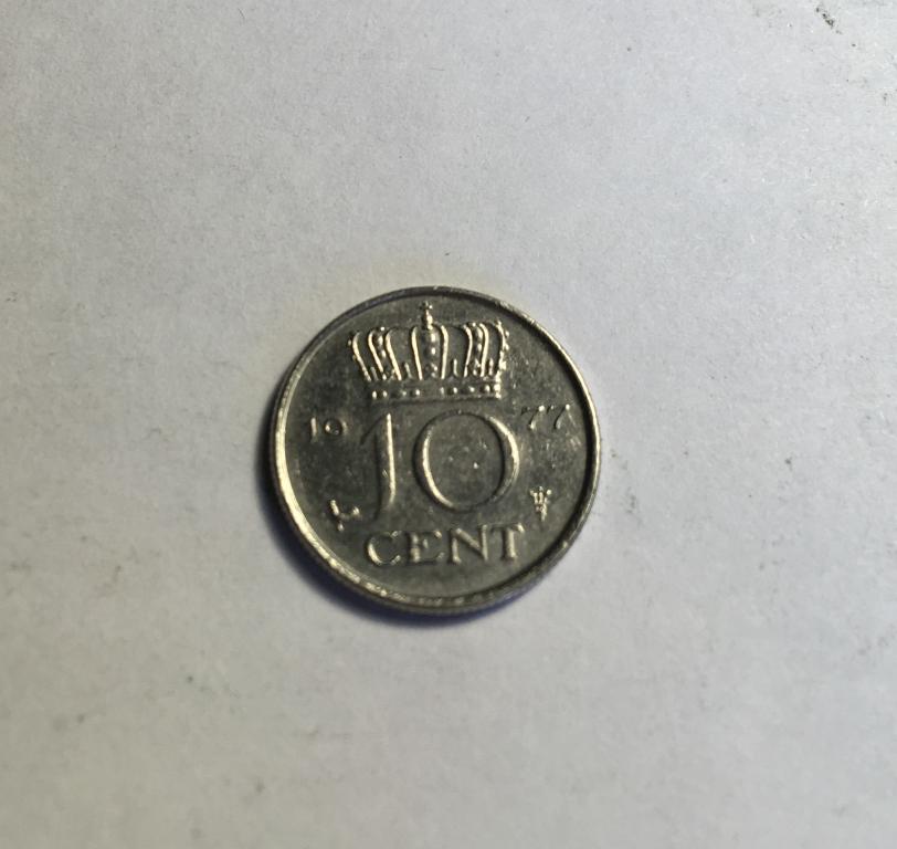 10 центов 1977 года Нидерланды. Монета Нидерланды.