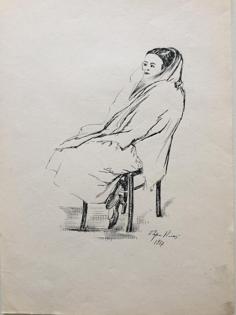 Ермилова-Платова Е.Ф. (1895-1974)  "Женщина в шали" (1937)