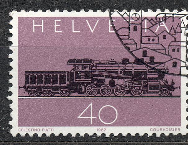 Швейцария 1982 г.Паровоз гашеная