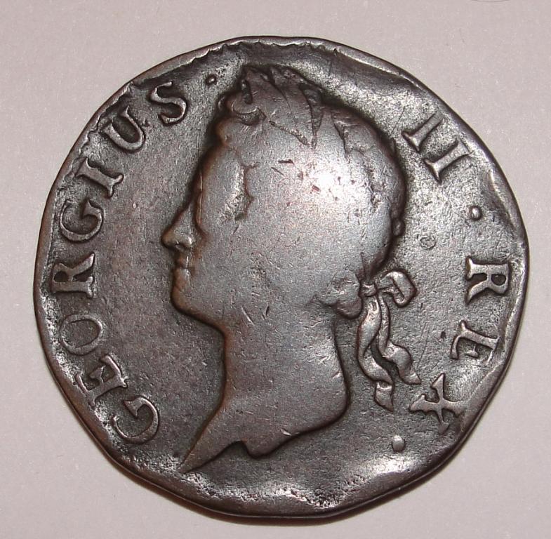 1/2 пенни 1744 года Георг II Ирландия