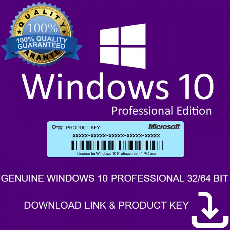 Microsoft Windows 10 Pro 32/64bit Лицензионный ключ + ссылки для загрузки