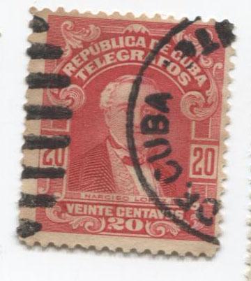1911-28.Куба.Телеграфная марка.20с.гаш.