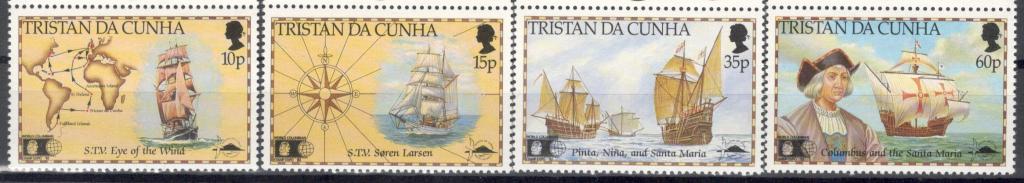 Тристан да Кунья, 1992, № 517-520, € 12, MNH, полн. корабли