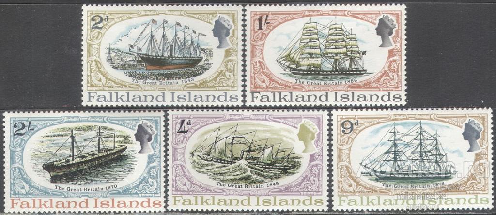 С4129 ✅ Транспорт Флот Корабли Парусники 1970 Фолкленды 5м п/с ** 15МЕ