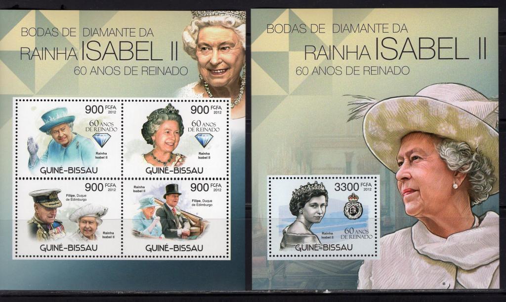 Гвинея-Бисау, 2012г., королева Елизавета (лист+блок) **