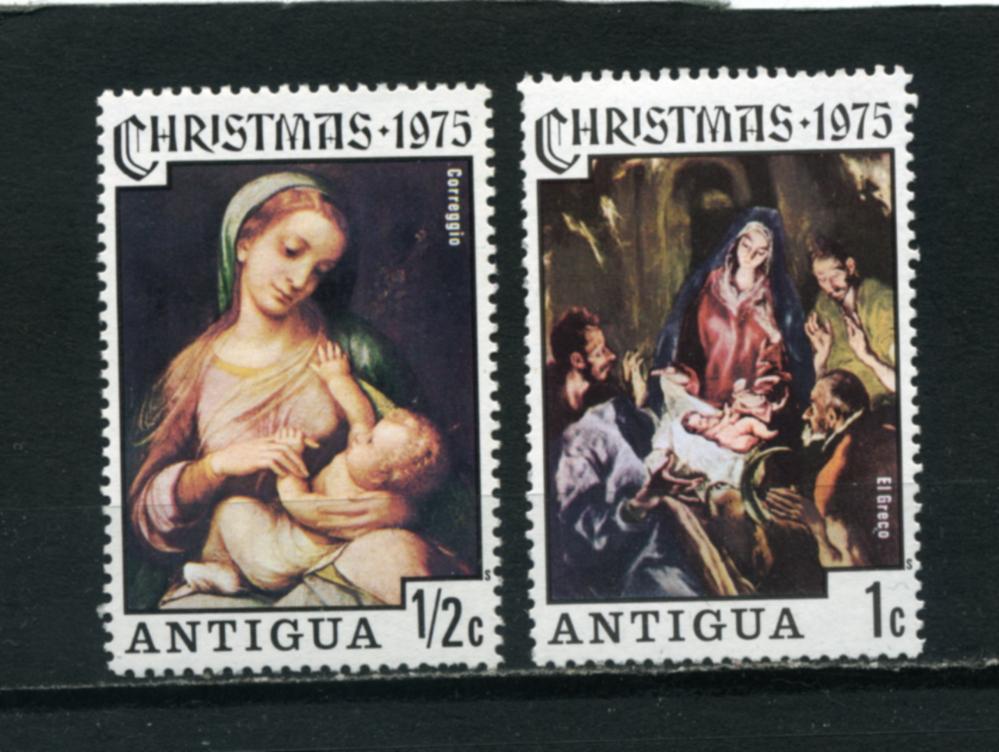 Антигуа. Живопись. История христианства. Рождество. 2 марки. 1975.**