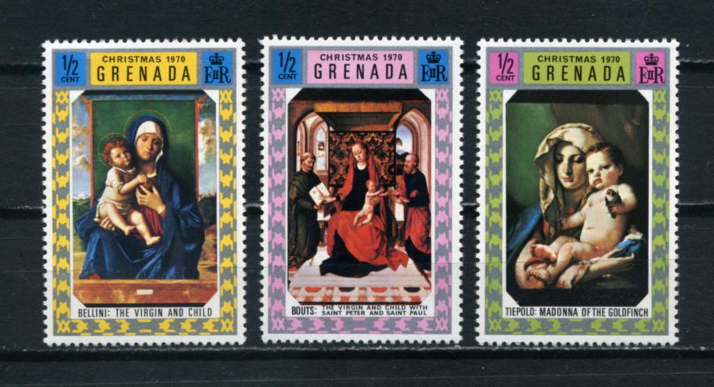 ГРЕНАДА. Живопись. История христианства. Рождество. 3 марки. 1970**