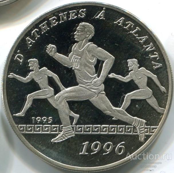 Бенин 1000 франков 1996 года Олимпийские игры - бег. ПРУФ Серебро