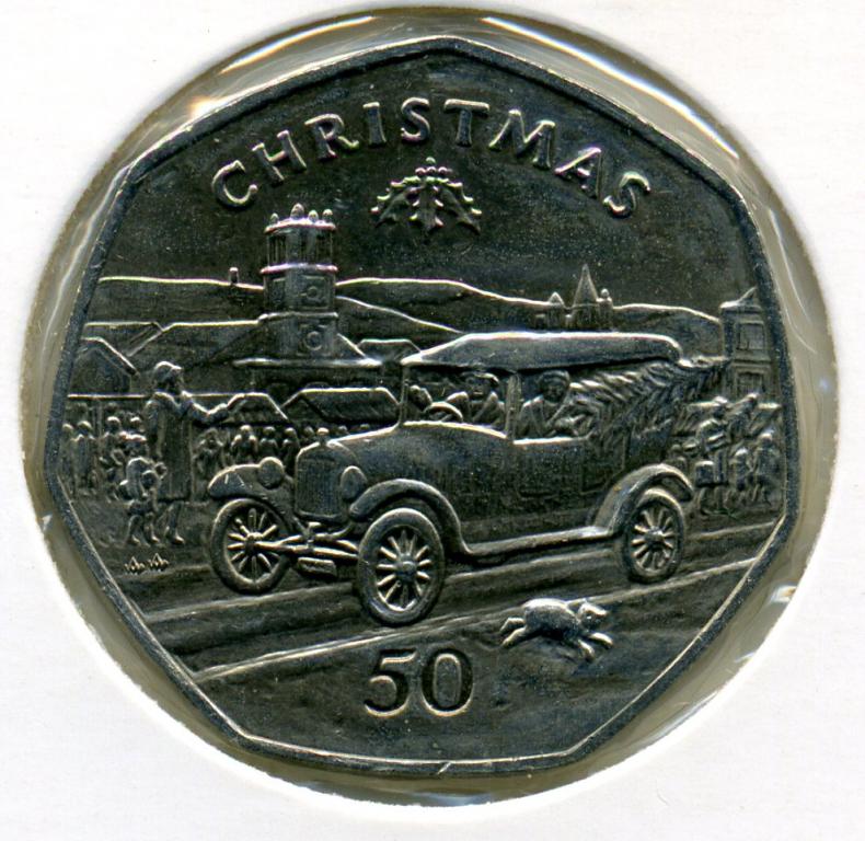 50 пенсов - Остров Мэн - 1983 - Рождество - Автомобиль
