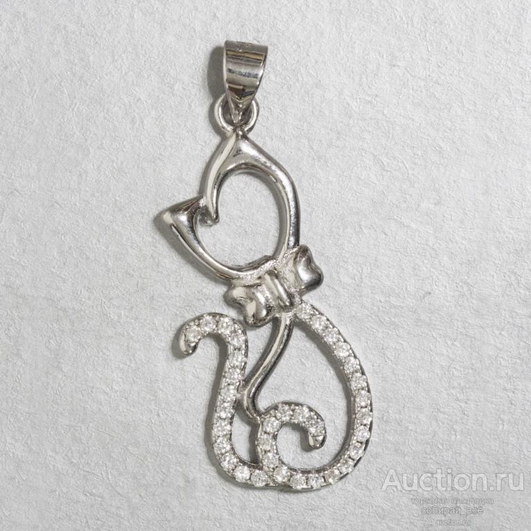 Кулон Кошечка, серебро 925 пр, цирконы, вес 2,7 гр (30)