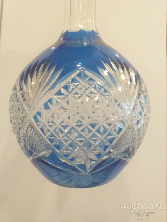 Графин / штоф.Цветное стекло.Резьба.50 гг.