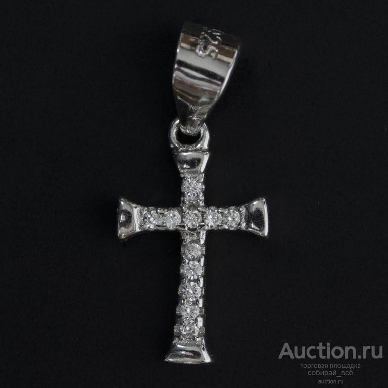 Кулон Крест,  цирконы, серебро 925 пр, вес 0,6 гр (41)