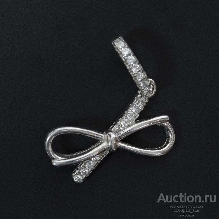 Кулон Бантик,  цирконы, серебро 925 пр, вес 1 гр (38)