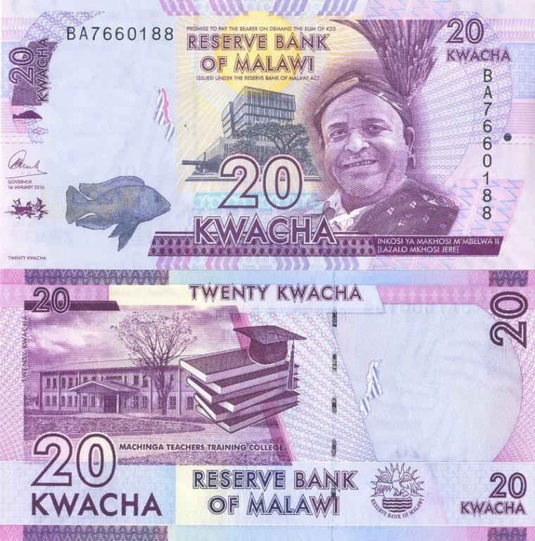 Малави 20 квача 2016 P63c пресс unc