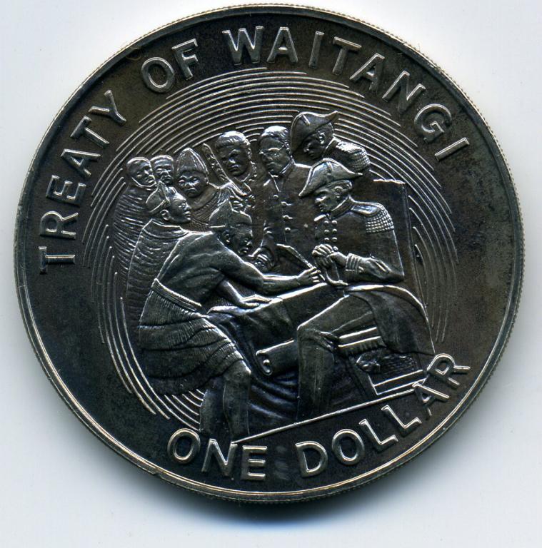 1 доллар - Новая Зеландия - 1990 - Договор Вайтанги - UNC