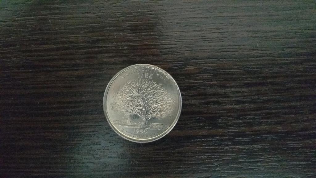 25 центов США.Штат Коннектикут 1999 г.(Р).UNC