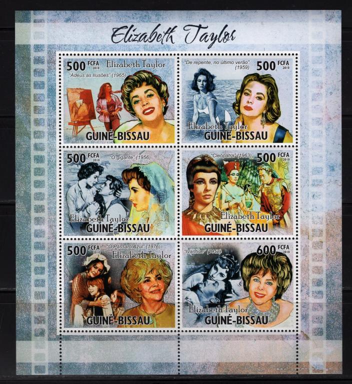 Гвинея-Бисау, 2010г., Элизабет Тейлор (лист+блок) **