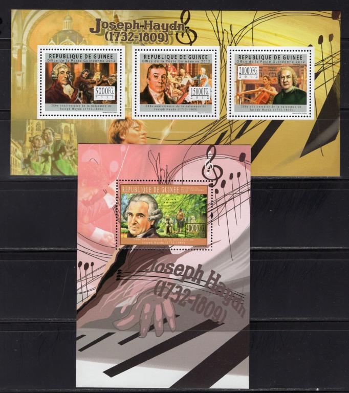 Гвинея, 2012г., композитор Йозеф Гайдн (лист+блок) **