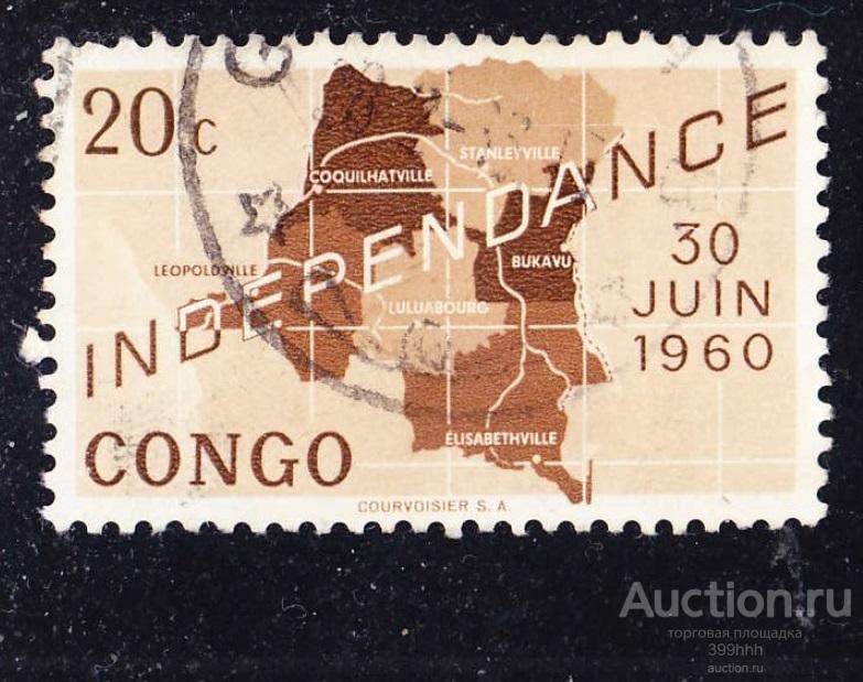 карта Африка 1960 независимость КОНГО 20с