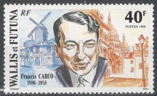 Уоллис и Футуна, 1988, № 548, € 1,6, MNH, полн.,Francis Carco, французский писатель