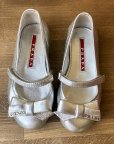 Серебристые туфельки PRADA Оригинал