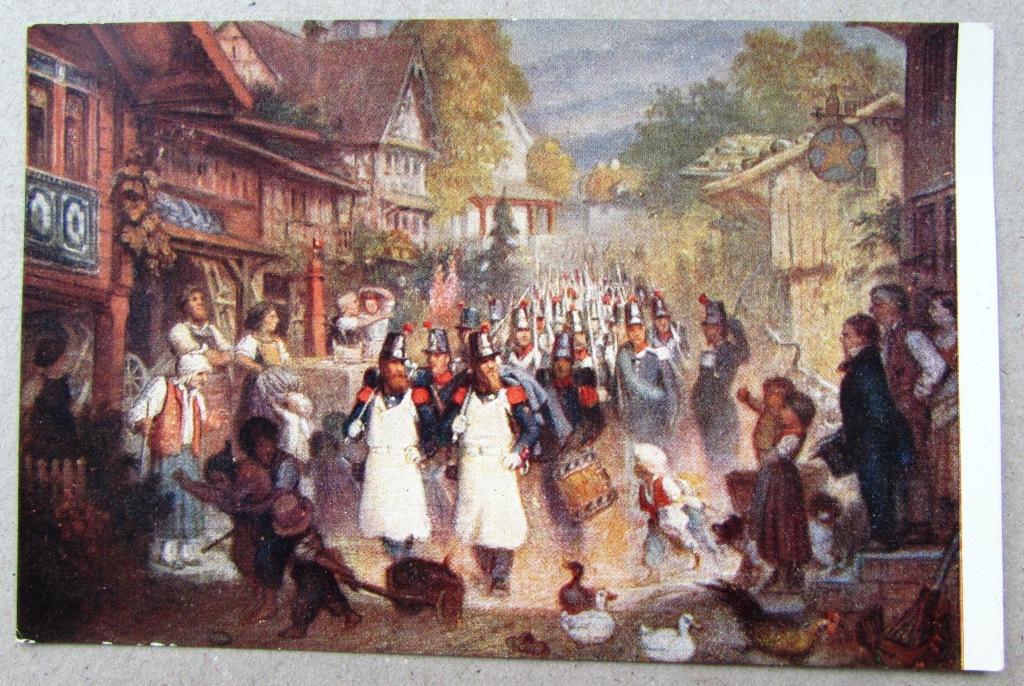 Солдаты на марше на городской улице Швейцария