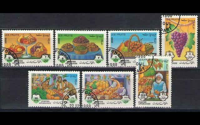 Афганистан 1988 Mi 1588-94 Фрукты CTO 008/236