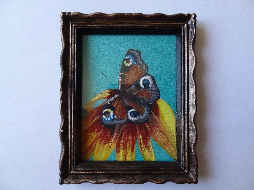 Бабочка. Миниатюра. Рамка металлическая 15*12 см. картина