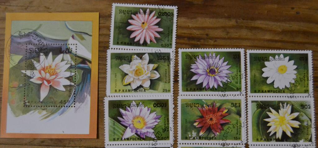 Кампучия - Камбоджа 1989 г. Водяные лилии гаш.