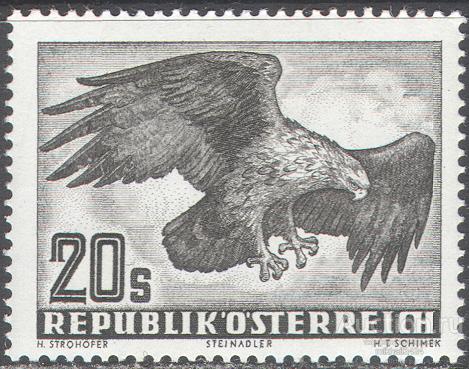 Т0144 Фауна Хищные Птицы Орлы 1952 Австрия 1м п/с ** 14МЕ