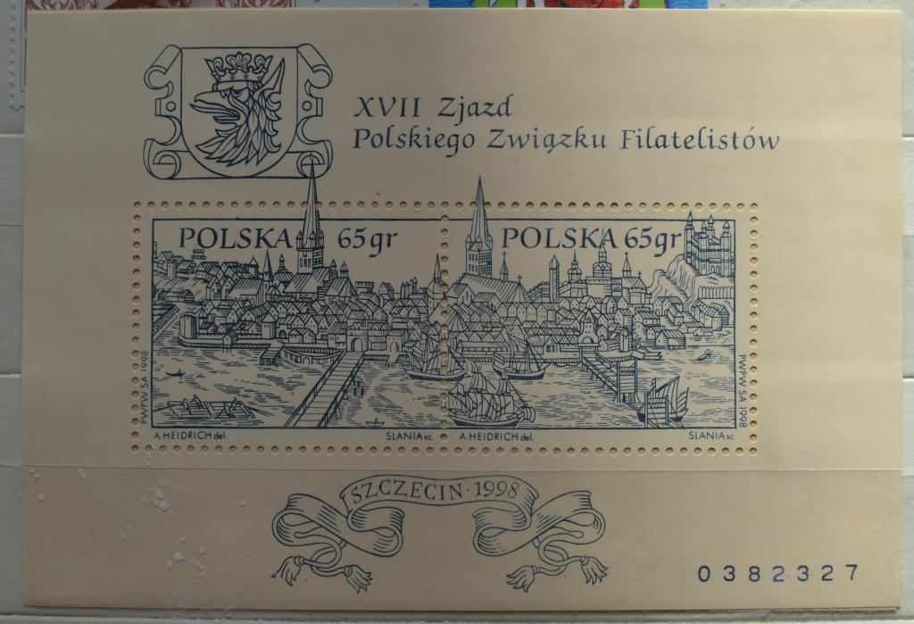 Польша 1998 г. Конгресс филателистов Щецин парусники блок 133 А  MNH.
