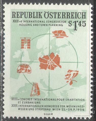 Т0184 Архитектура Градостроительный конгресс 1956 Австрия 1м п/с ** 4МЕ