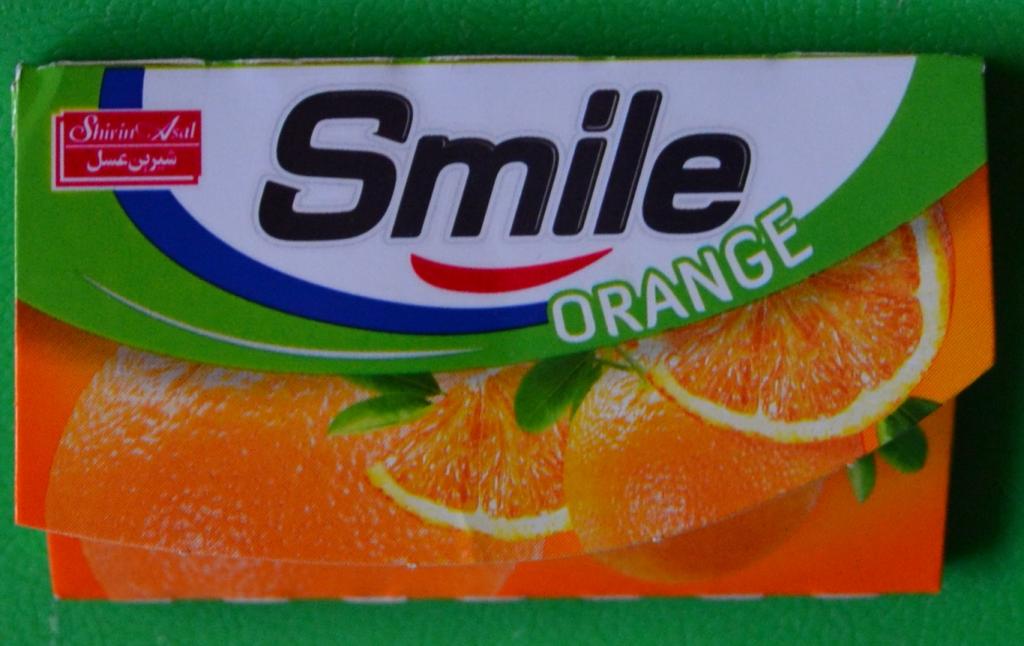 Этикетка жевательная резинка пачка SMILE - Апельсиновая Иран.