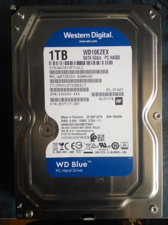 Винчестер Western Digital Blue на 1000 GB (1TB) в идеальном состоянии