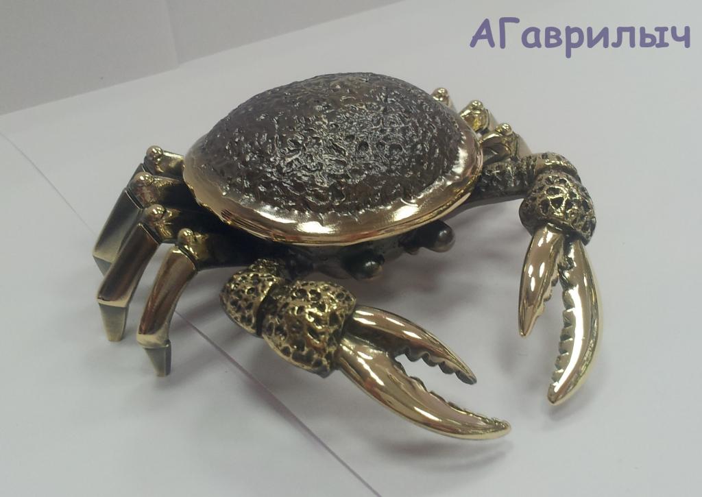Пепельница шкатулка Краб рак БРОНЗА