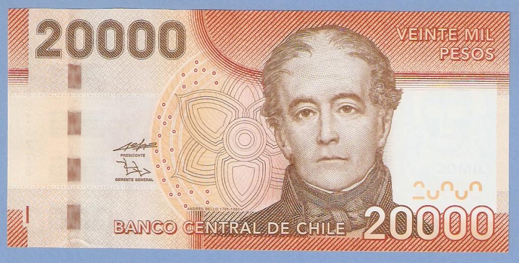 20000 песо чили 2009 первая дата UNC пресс