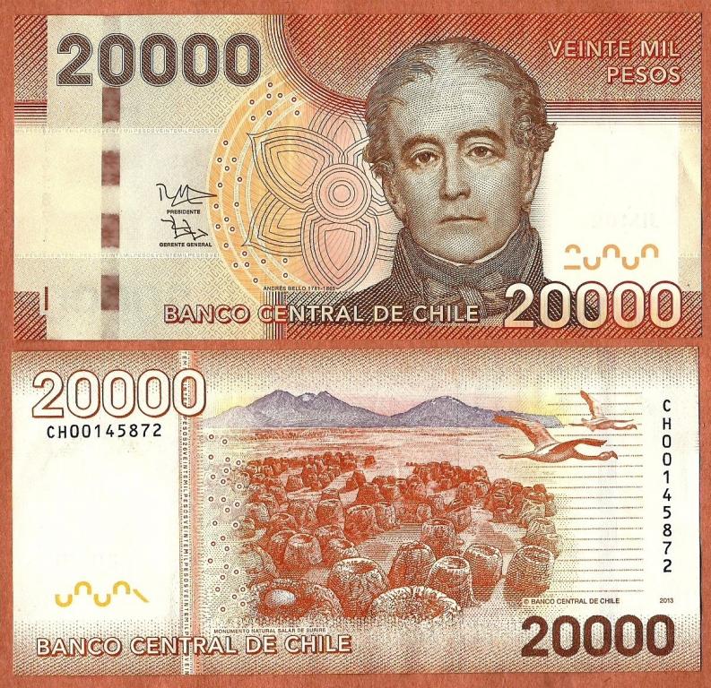 20000 песо чили 2013 UNC пресс