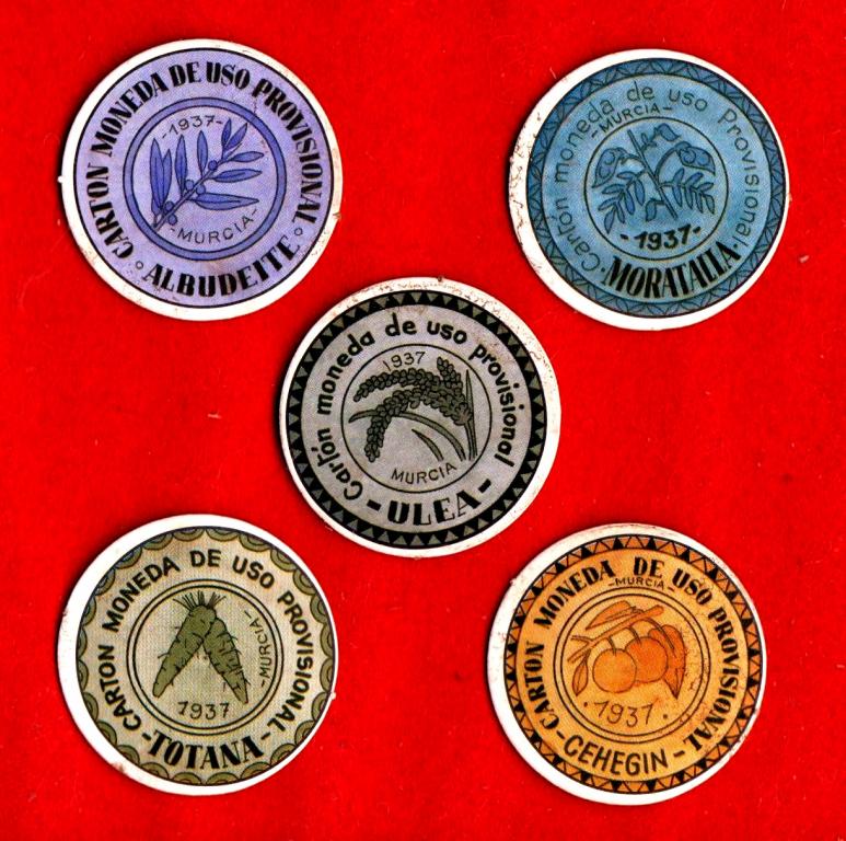 Испания, нотгельды Гражданской войны, 1937, Мурсия, 5, 15, 20, 40, 60 сантимов, № 4