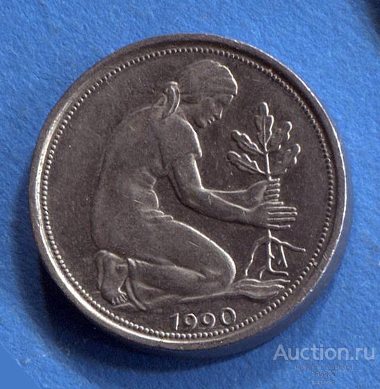ФРГ 50 пфеннигов 1990 A год