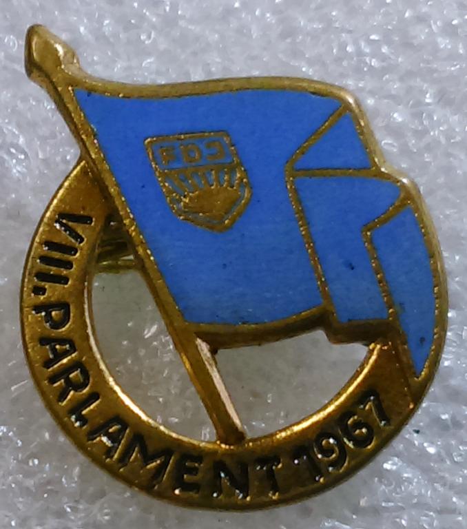 КОМСОМОЛ ГДР. FDJ. ДЕЛЕГАТ 8 СЪЕЗДА КОМСОМОЛА 1967. ТЯЖЕЛЫЙ ЭМАЛЬ